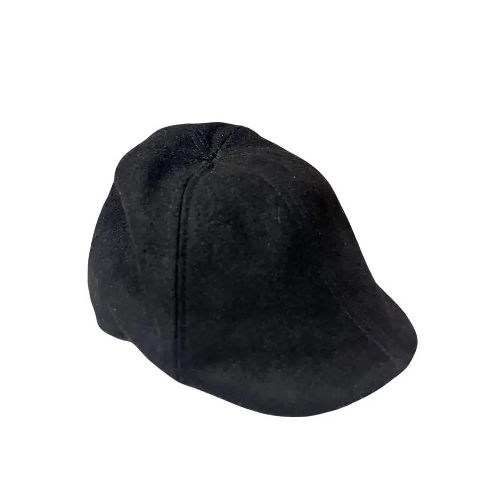 The Peaky Boston Scally Cap Co. Black 8 panel M/L 58cm black wool